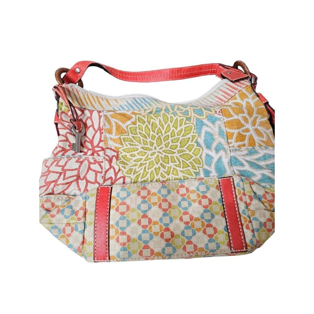 Fossil Multicolored Floral Pattern Canvas Shoulde… - image 1